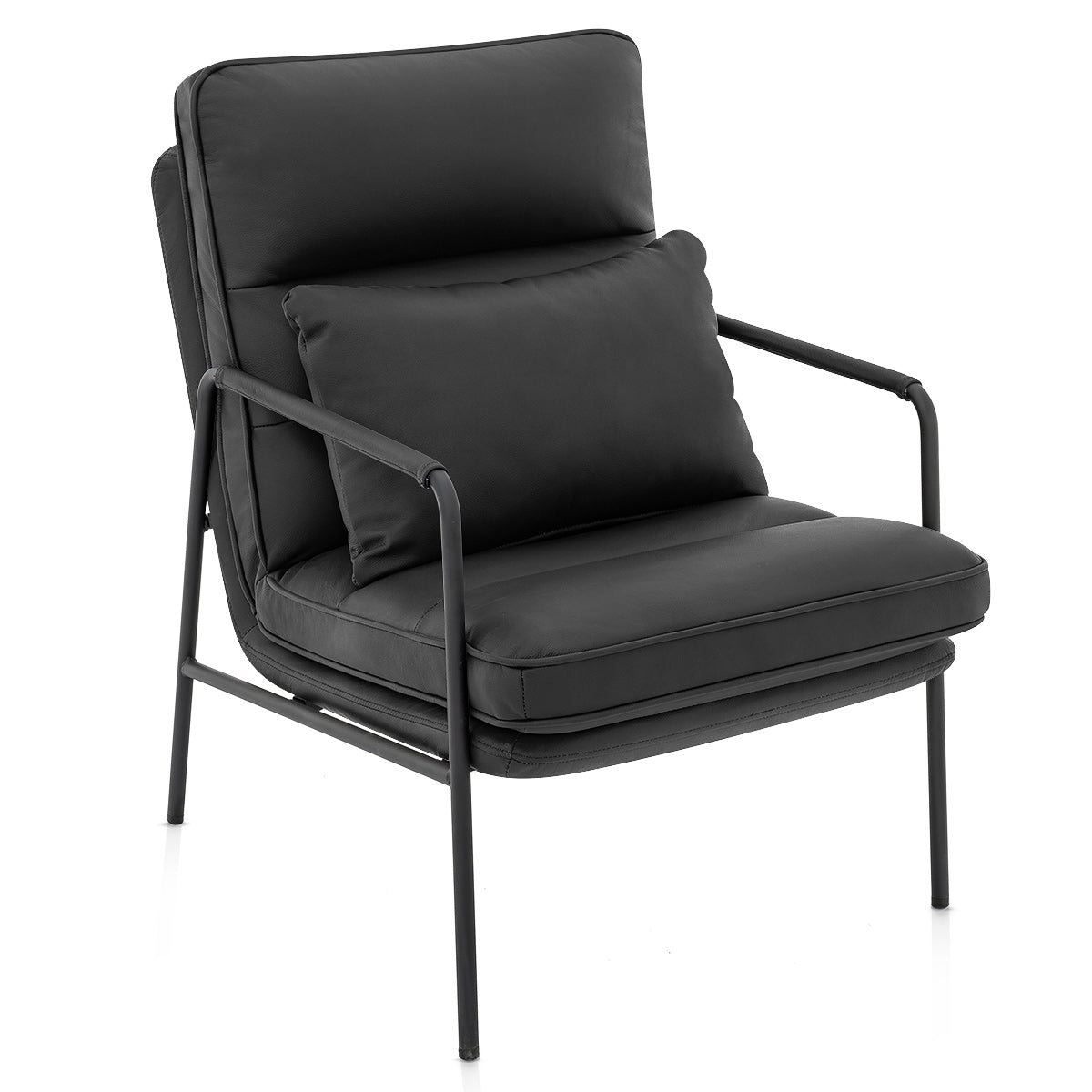 Moda Accent Chair Black Real Leather