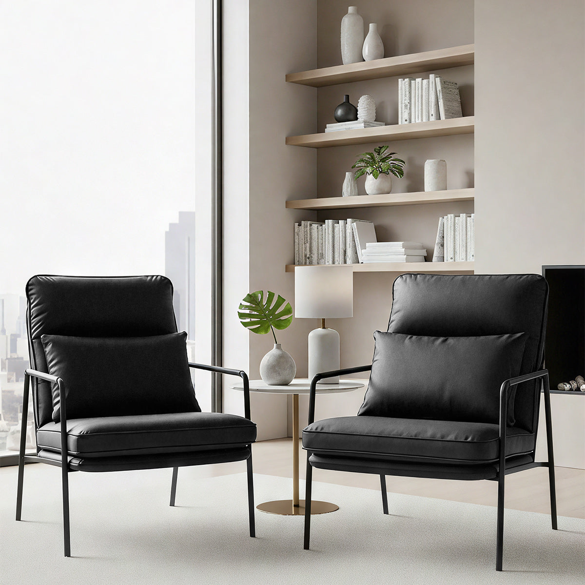 Moda Accent Chair Black Real Leather