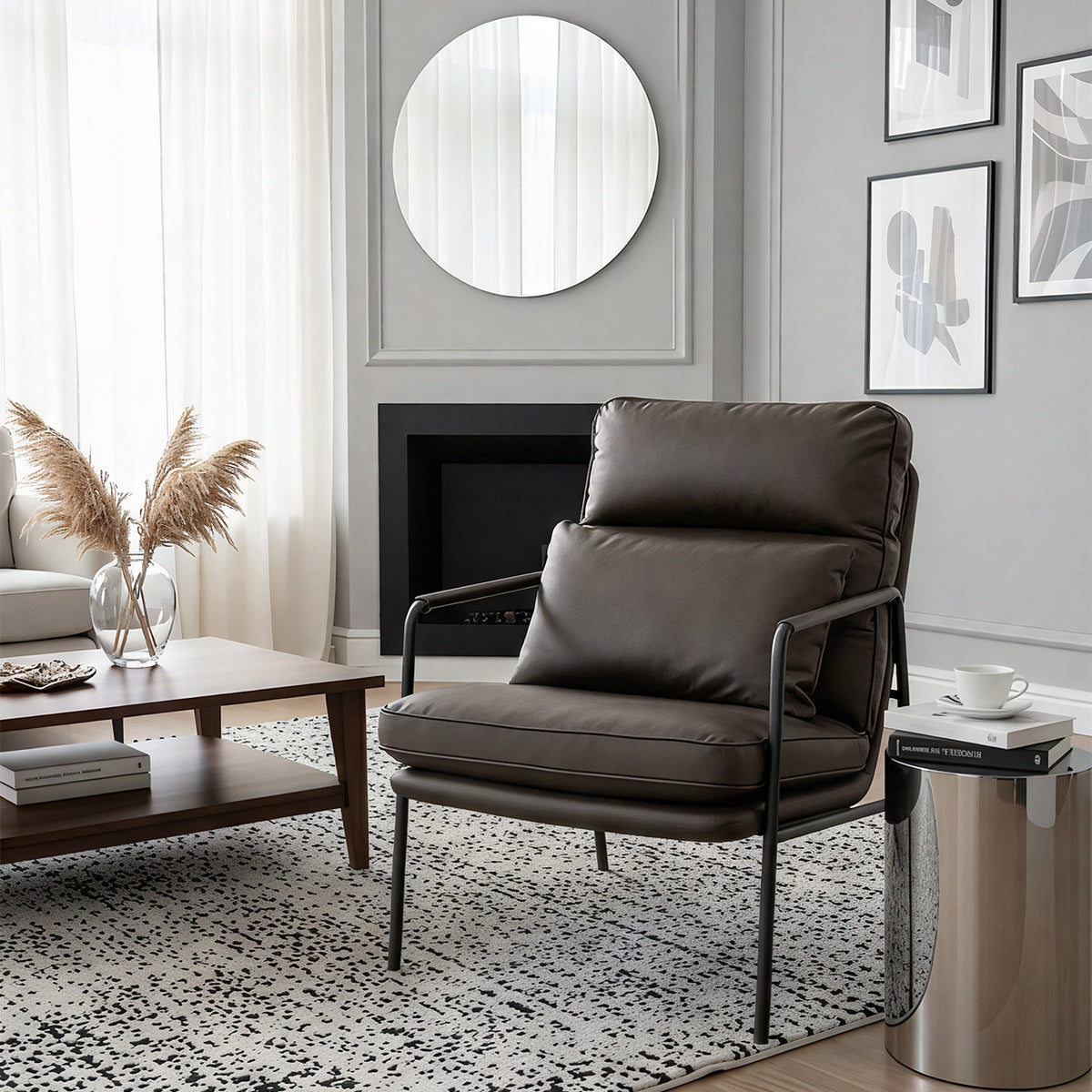 Moda Accent Chair Brown Real Leather