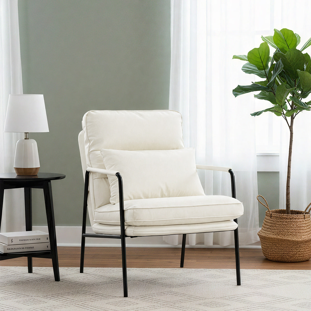 Moda Accent Chair Ivory Real Leather