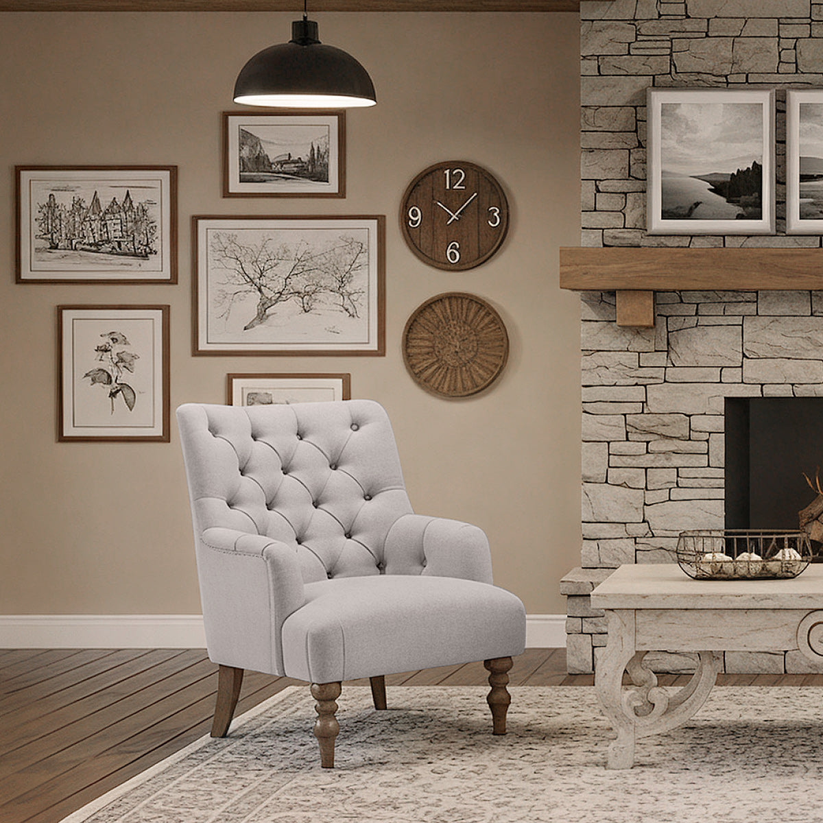 Balmoral Armchair Grey Fabric