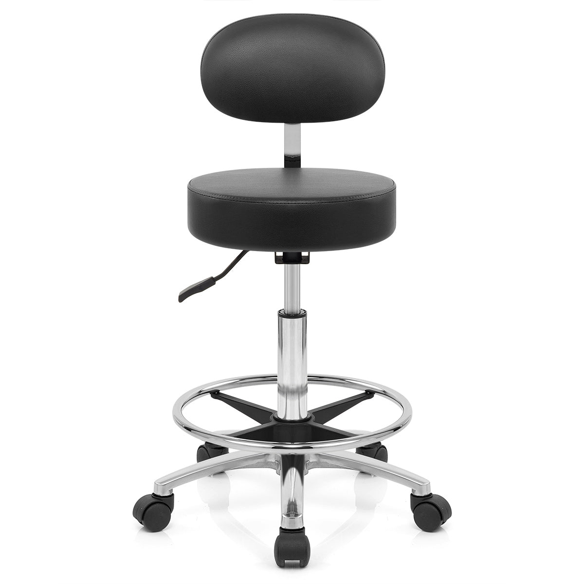 Swivel Stool With Back Black