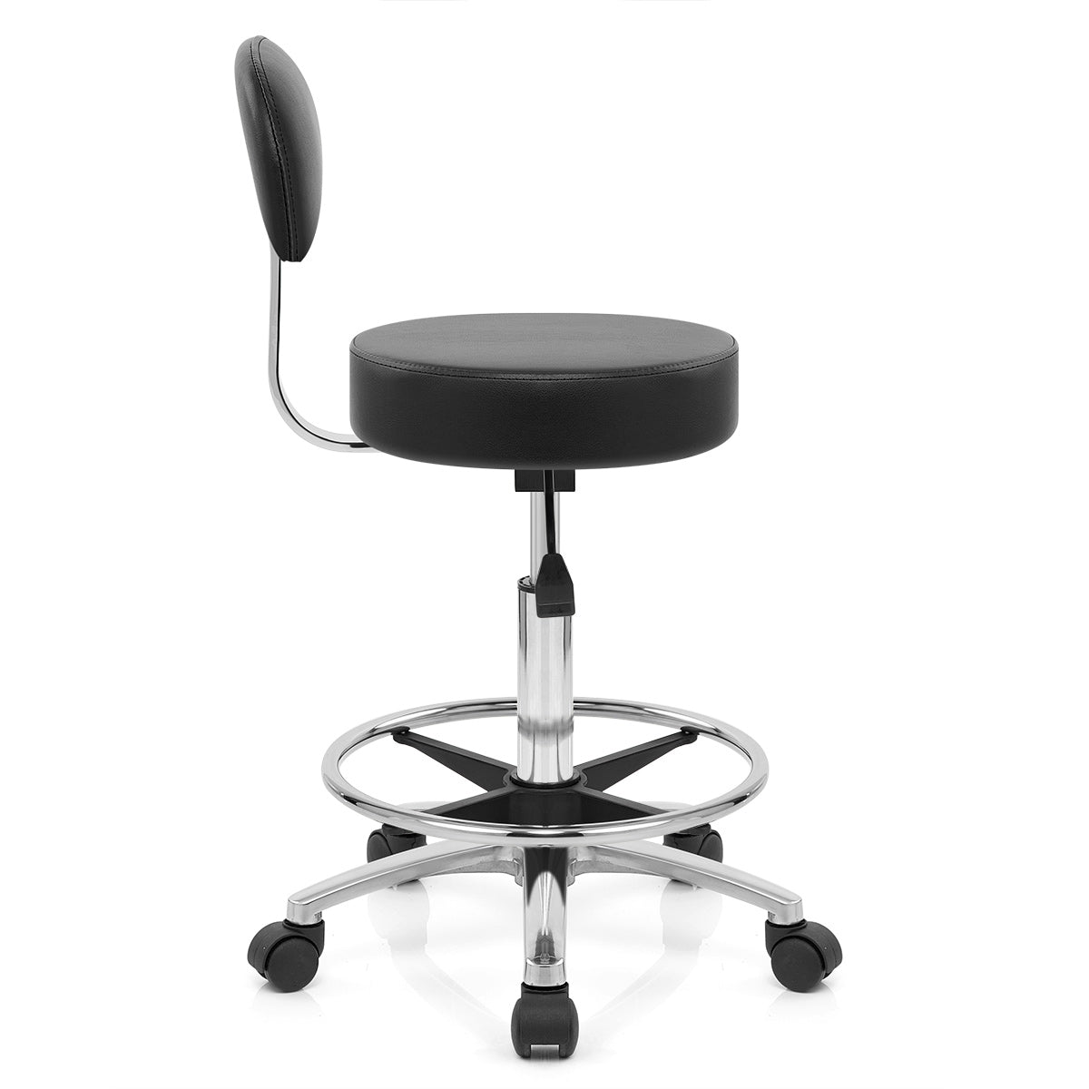 Swivel Stool With Back Black