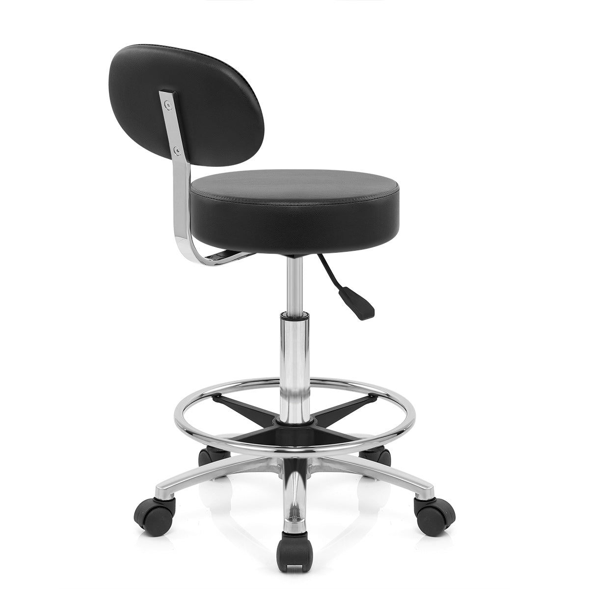 Swivel Stool With Back Black