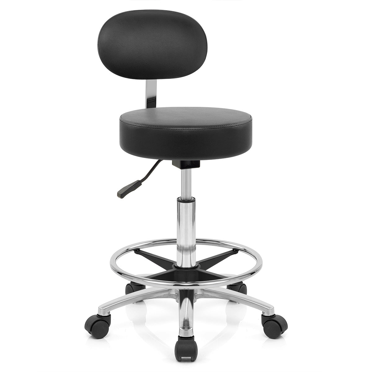 Swivel Stool With Back Black