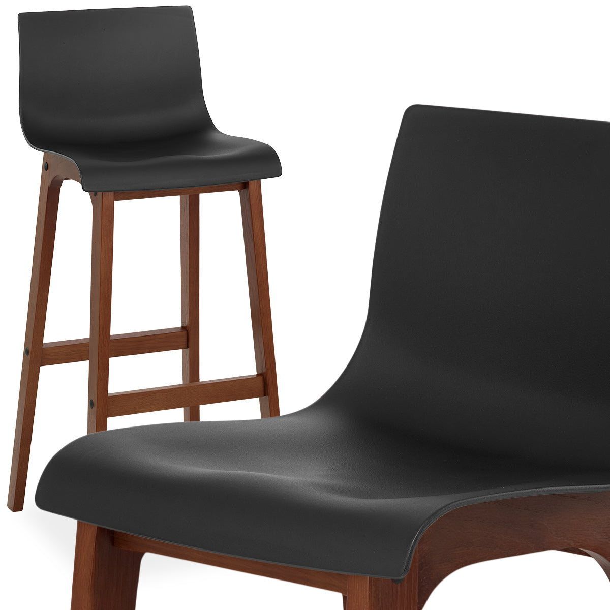 Drift Walnut & Black Bar Stool