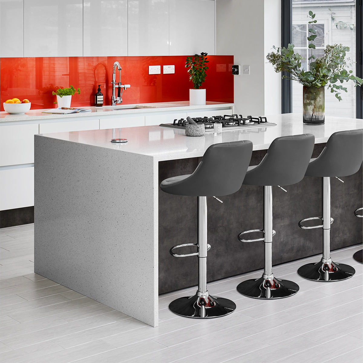 Stitch Bar Stool Grey