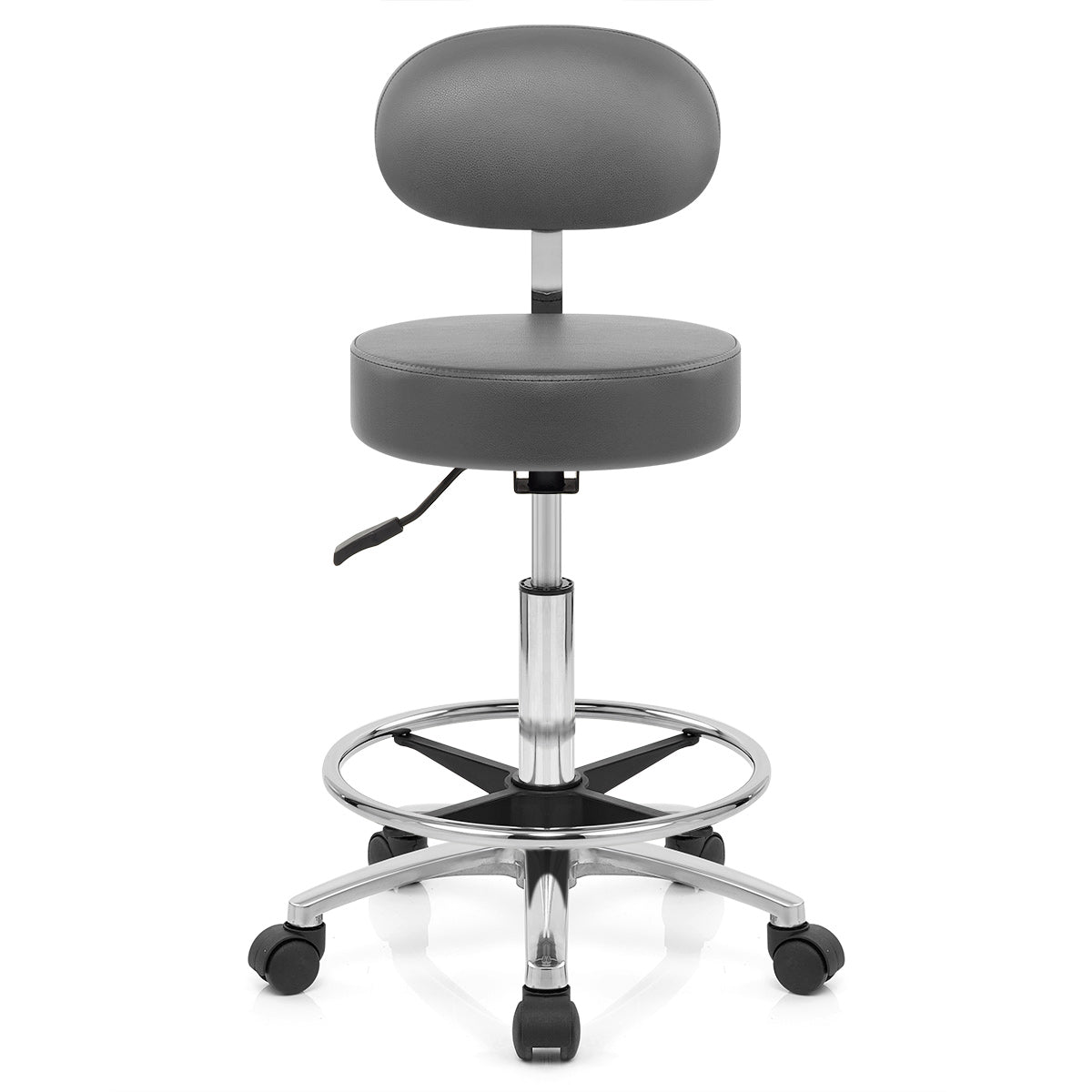 Swivel Stool With Back Grey