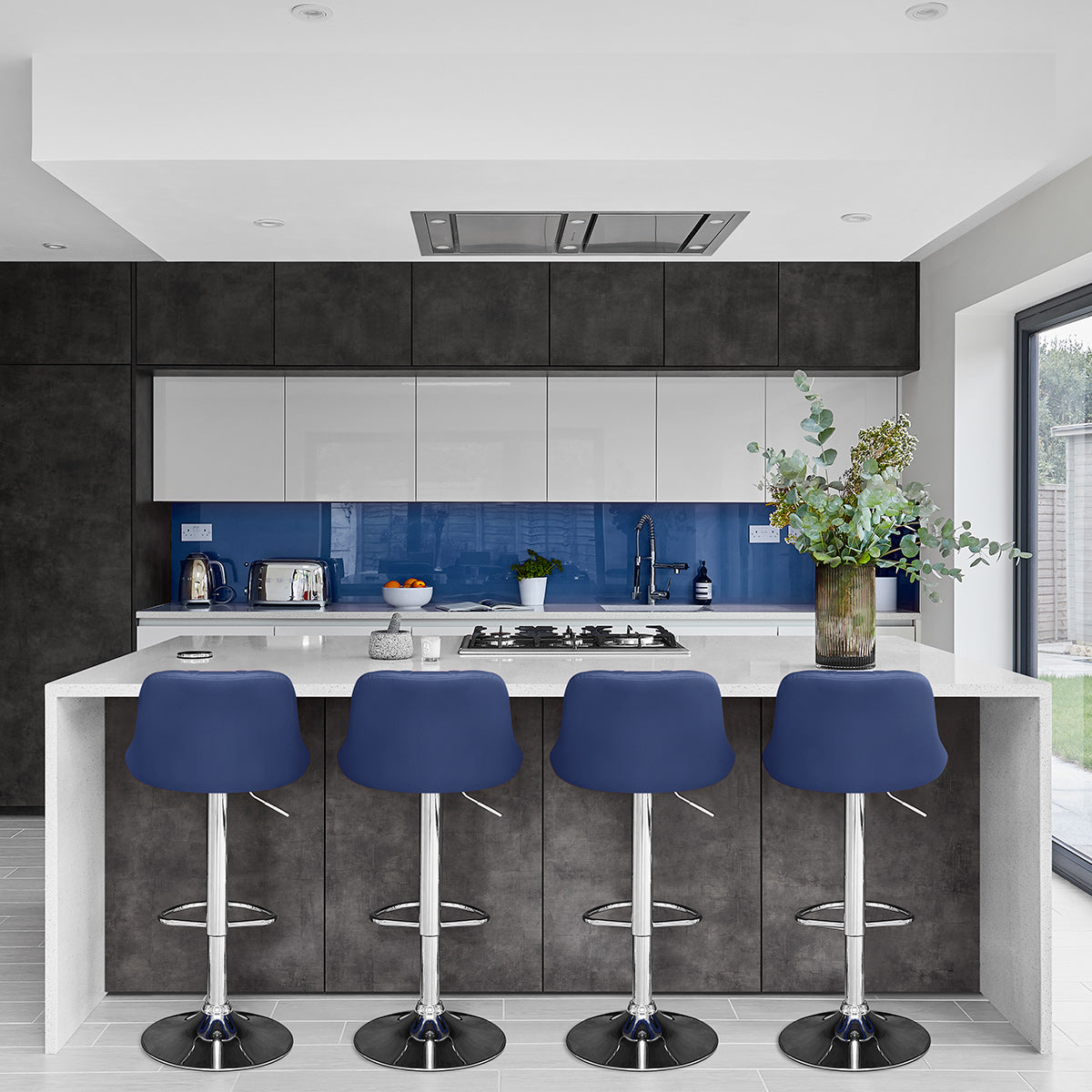 Stitch Bar Stool Blue