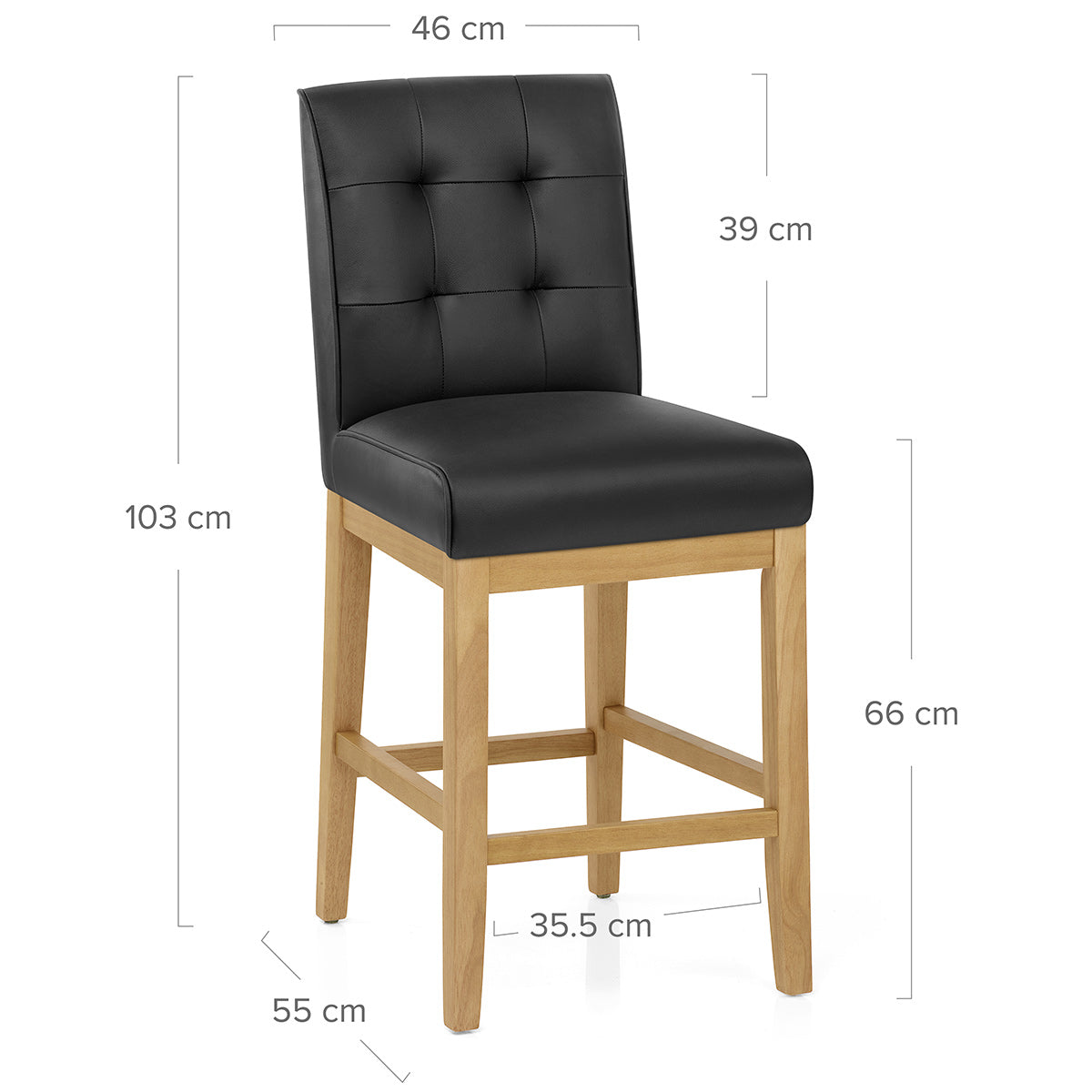 Ashby Real Leather Bar Stool Black