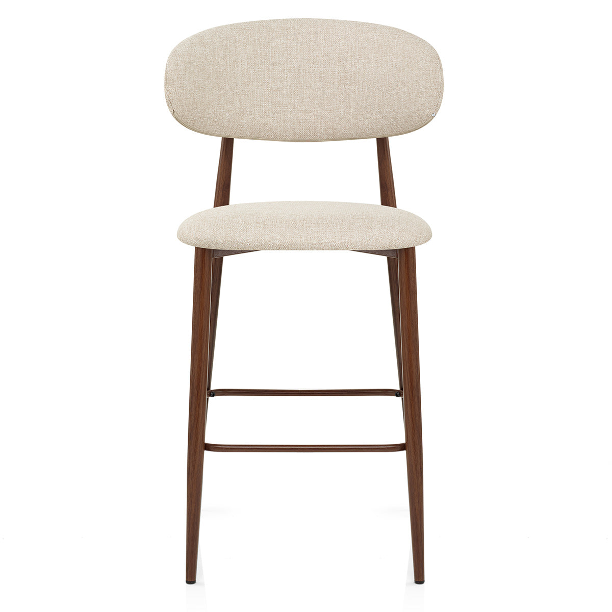 Harrow Walnut Bar Stool Beige Fabric