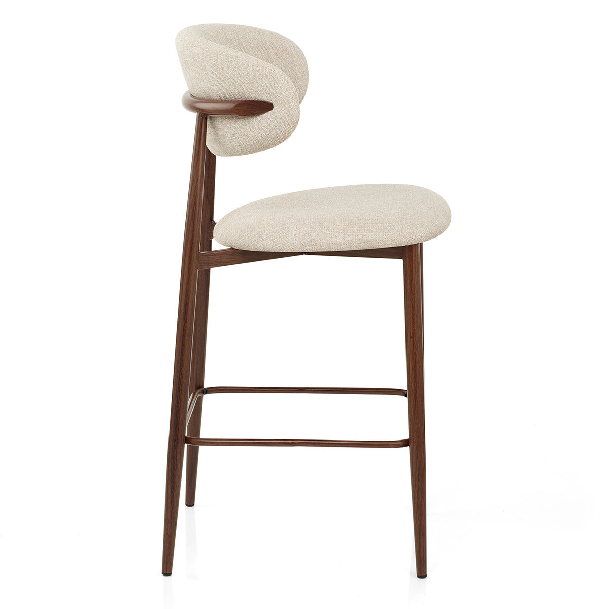 Harrow Walnut Bar Stool Beige Fabric