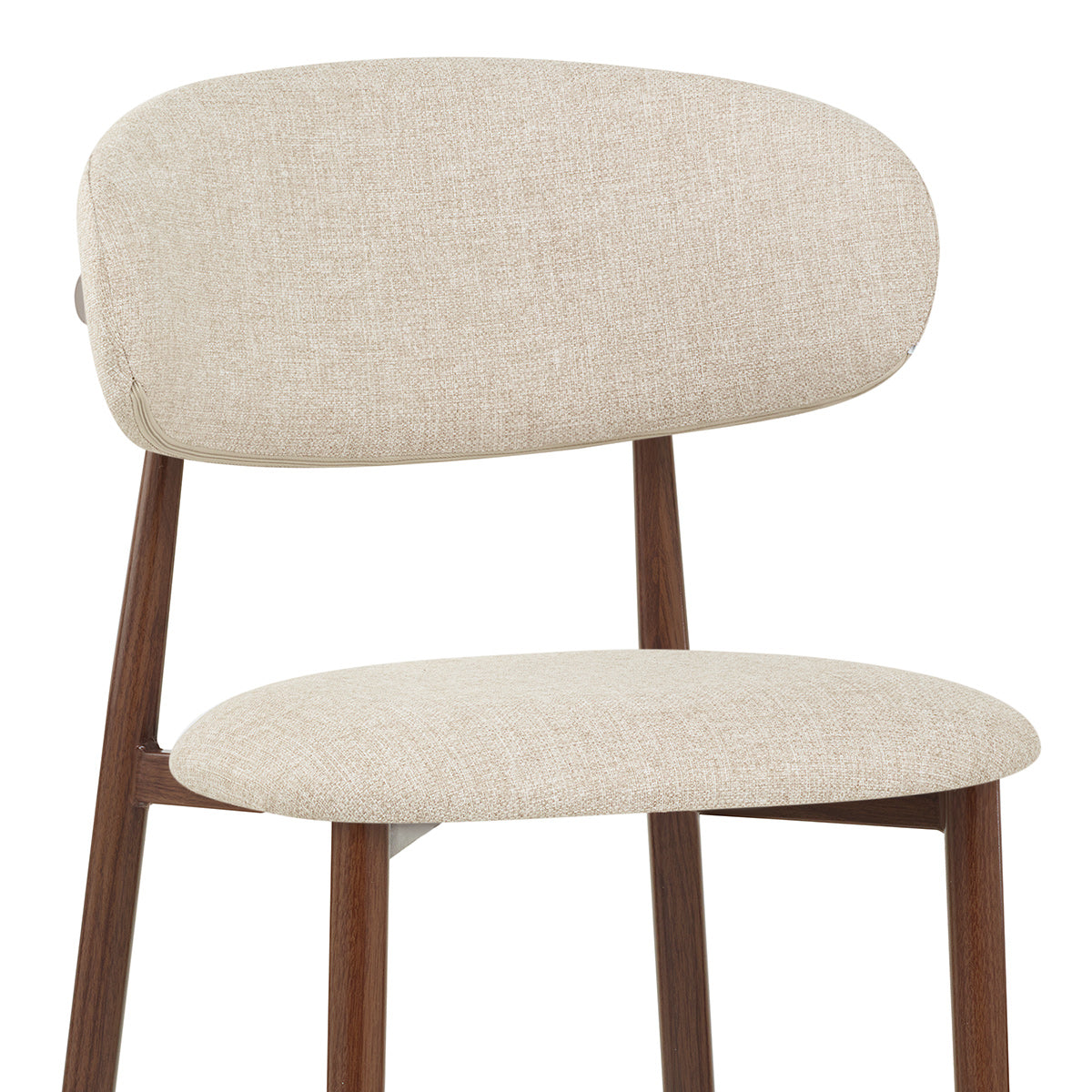 Harrow Walnut Bar Stool Beige Fabric