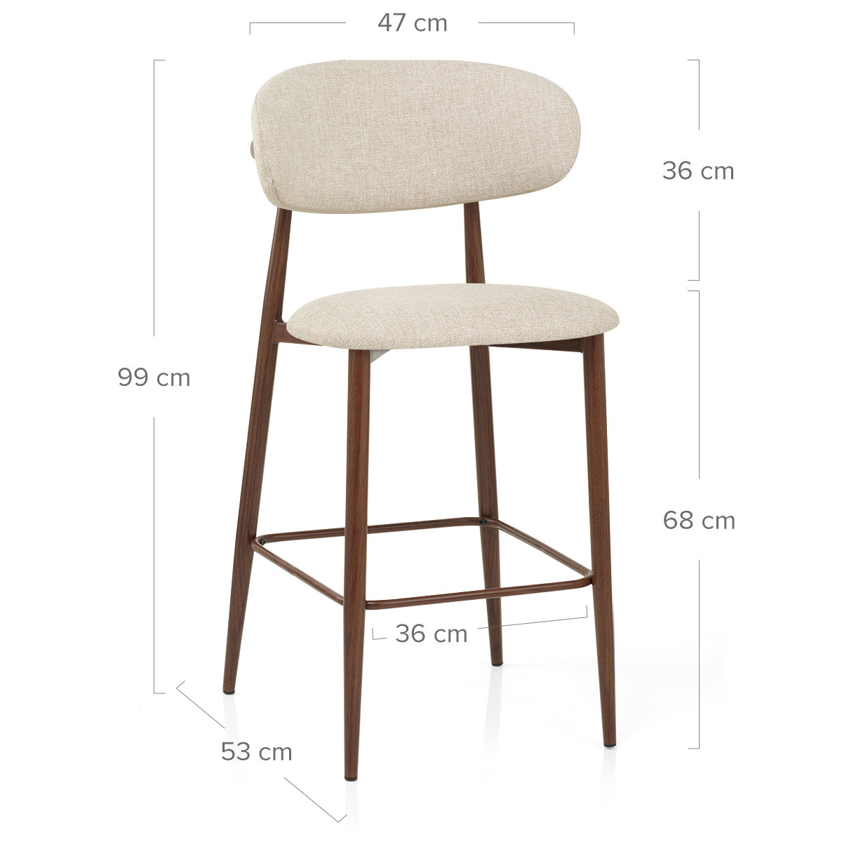 Harrow Walnut Bar Stool Beige Fabric