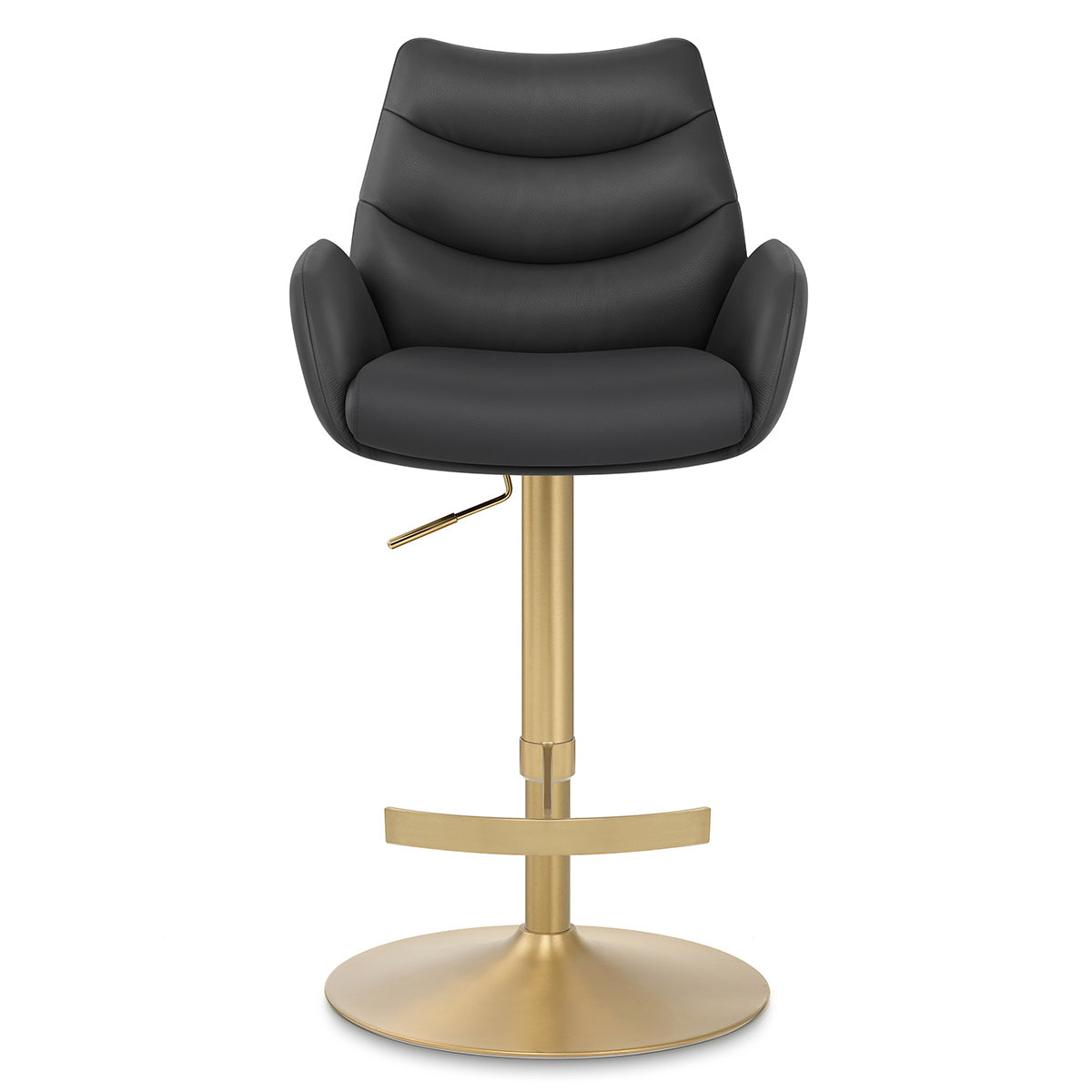 Seville Real Leather Gold Stool Black