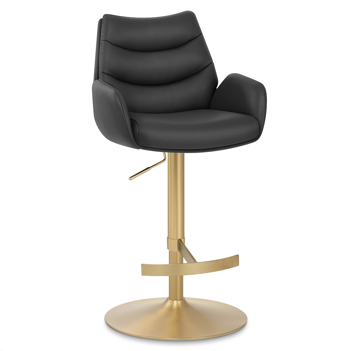 Seville Real Leather Gold Stool Black
