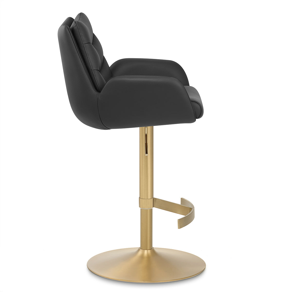 Seville Real Leather Gold Stool Black