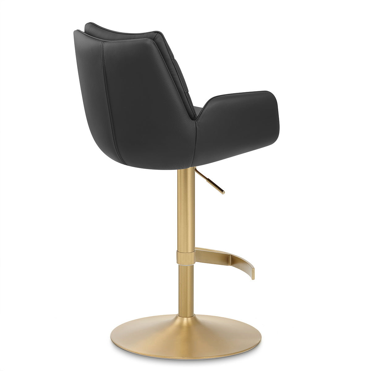 Seville Real Leather Gold Stool Black