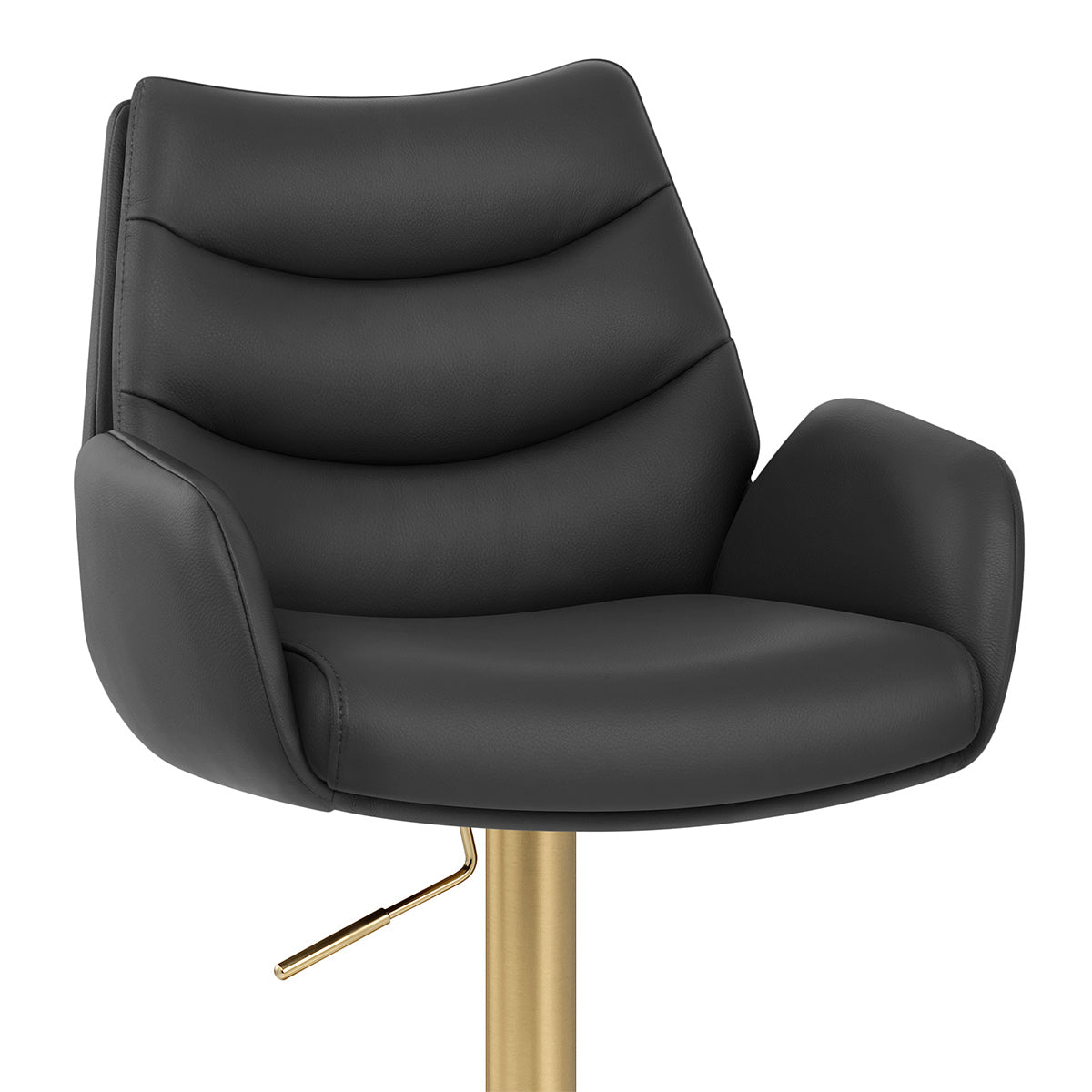Seville Real Leather Gold Stool Black