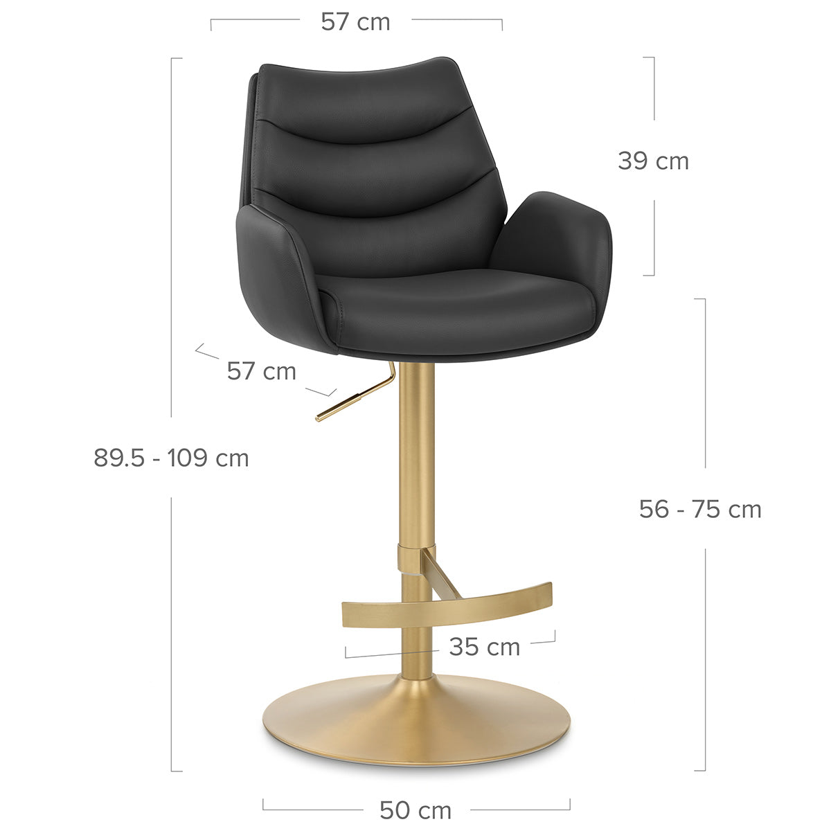 Seville Real Leather Gold Stool Black