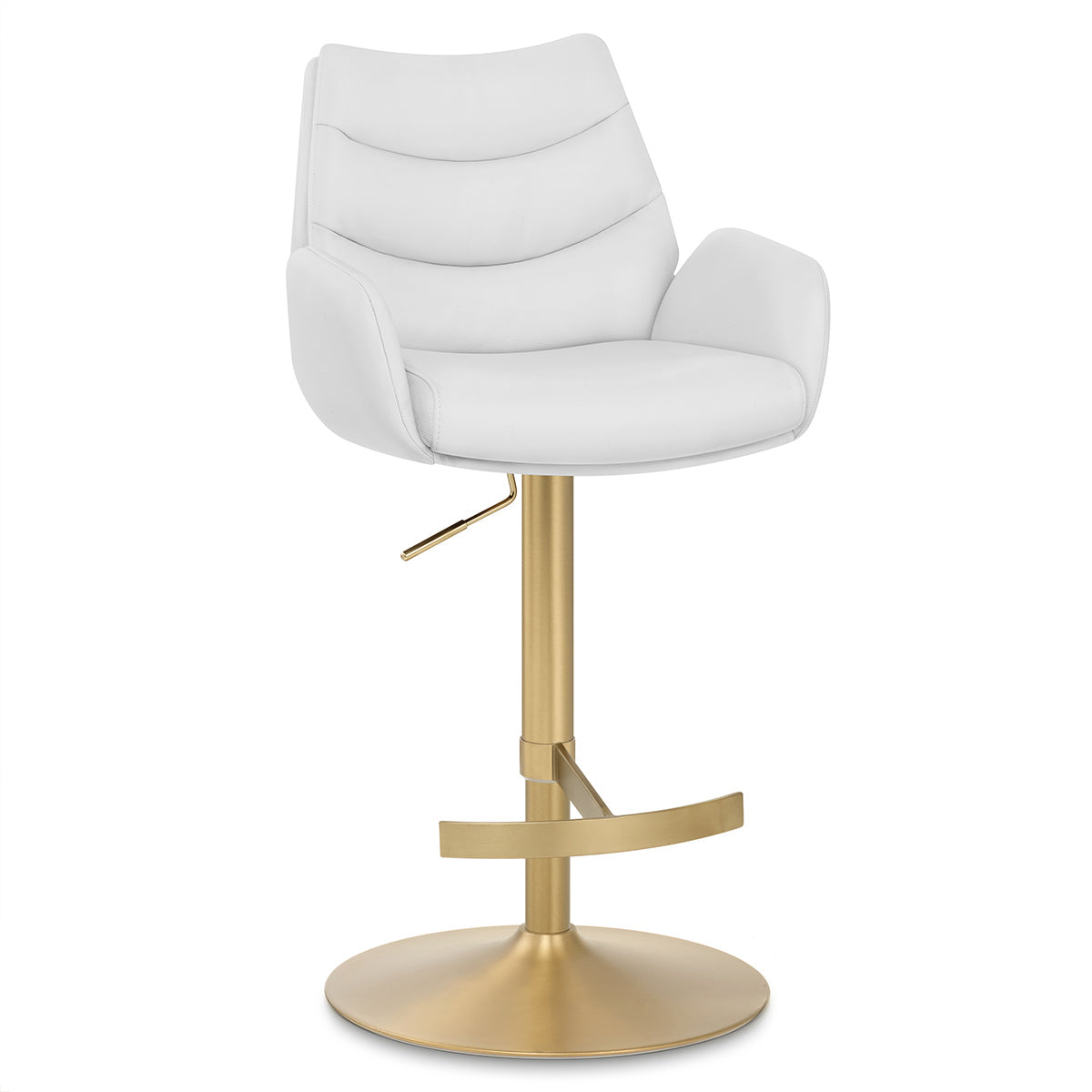 Seville Real Leather Gold Stool White