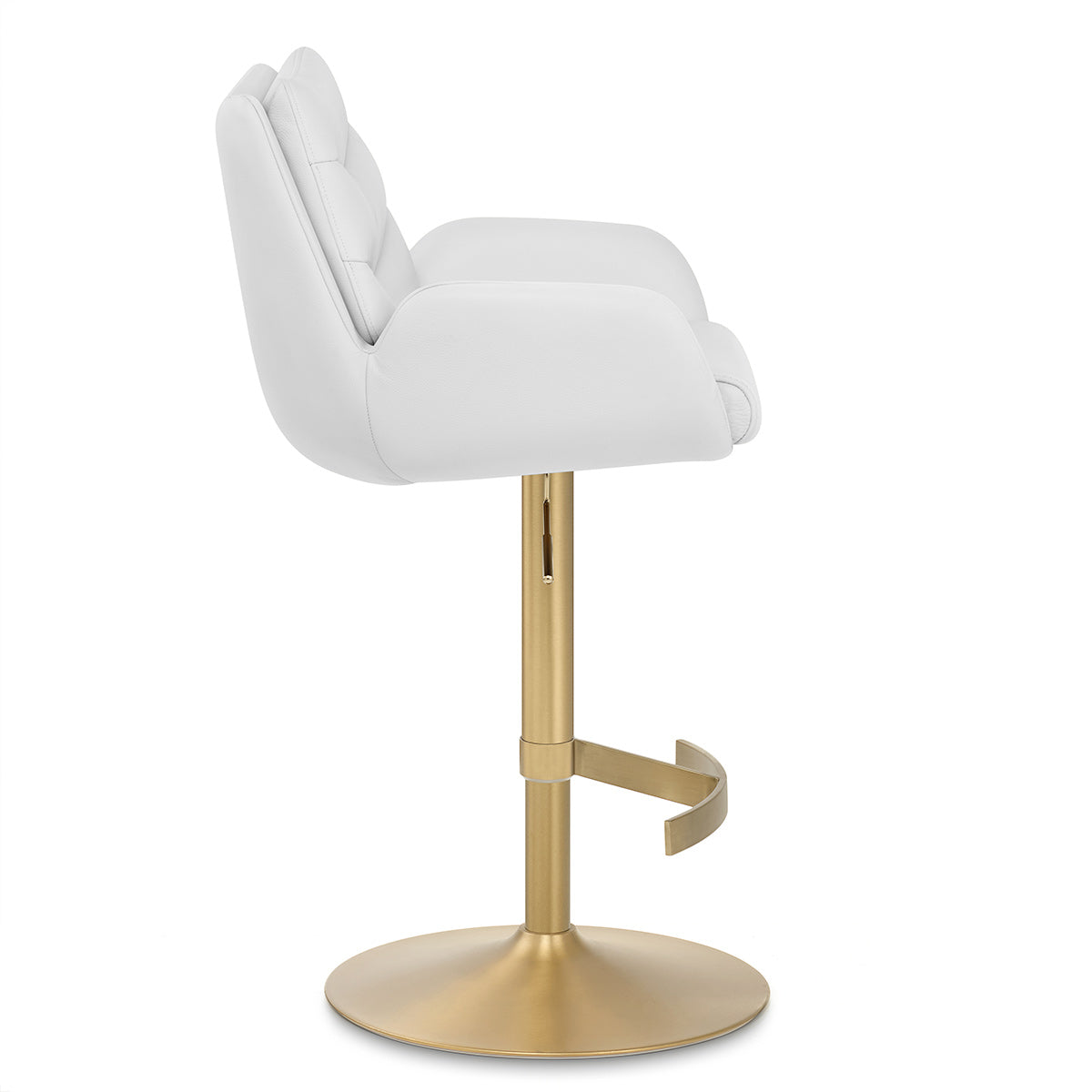 Seville Real Leather Gold Stool White