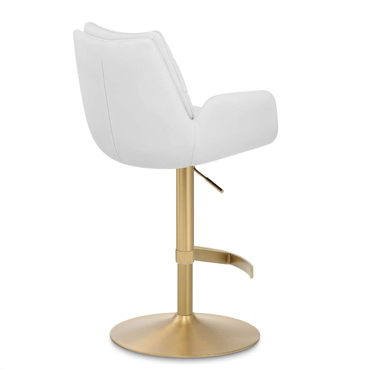 Seville Real Leather Gold Stool White