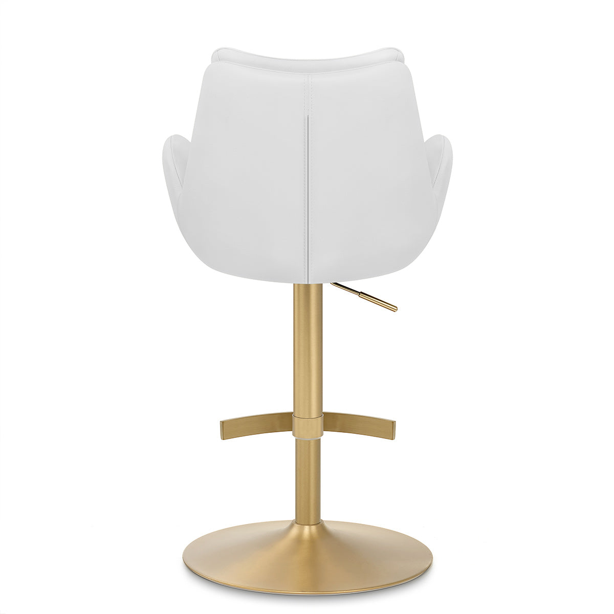 Seville Real Leather Gold Stool White