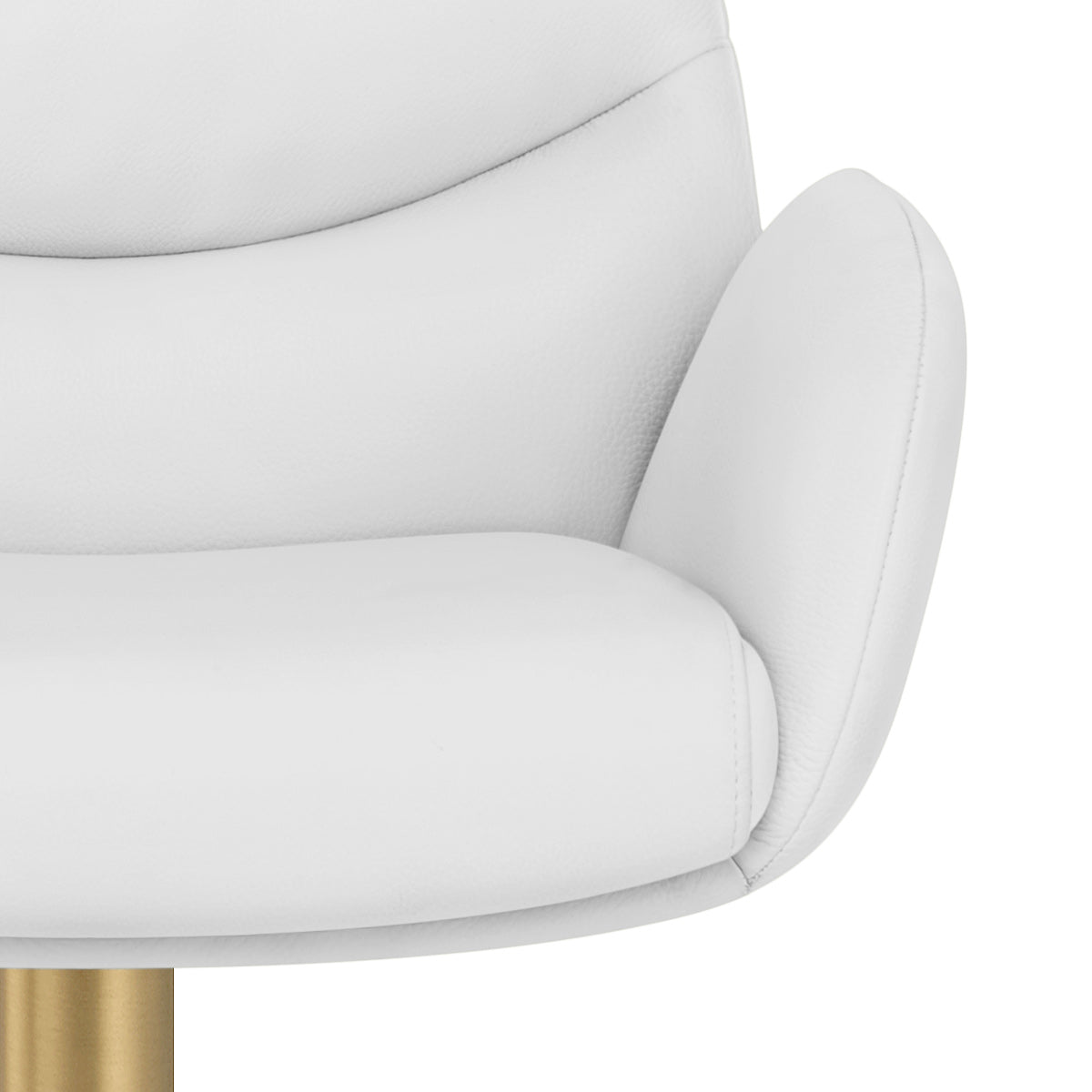 Seville Real Leather Gold Stool White