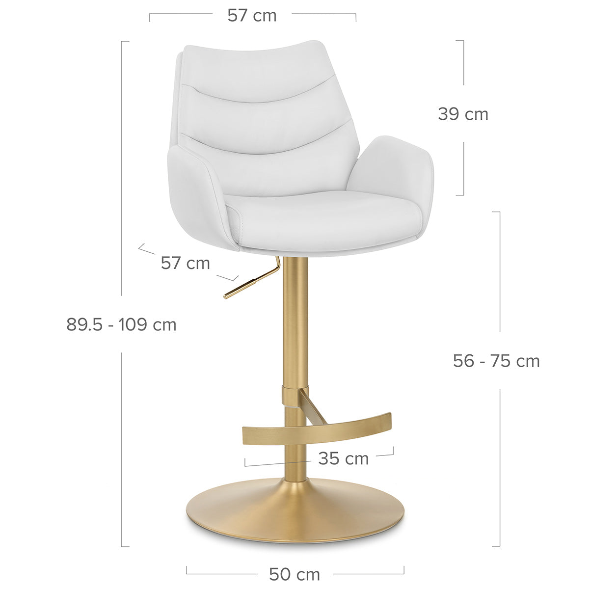 Seville Real Leather Gold Stool White