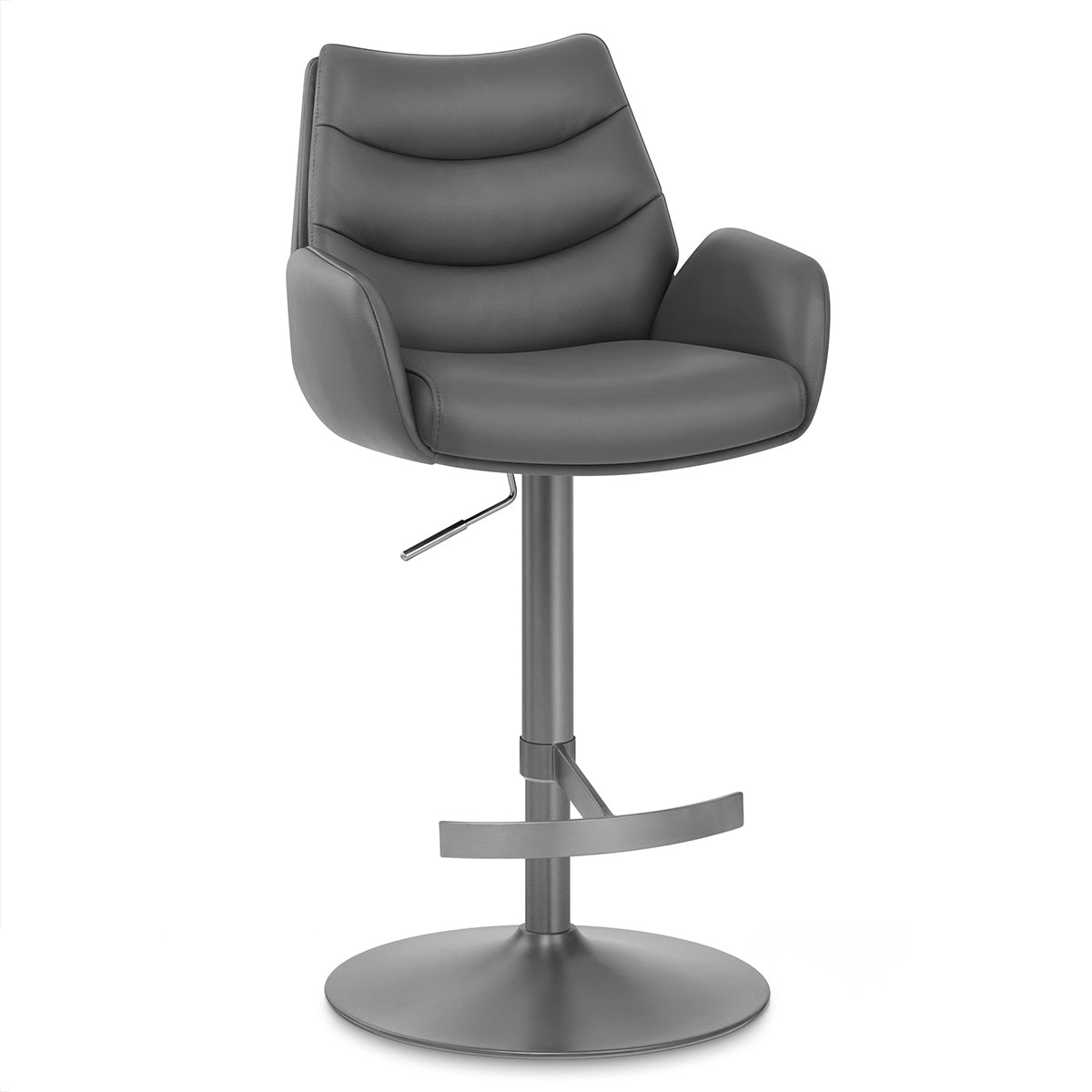 Seville Real Leather Graphite Stool Dark Grey
