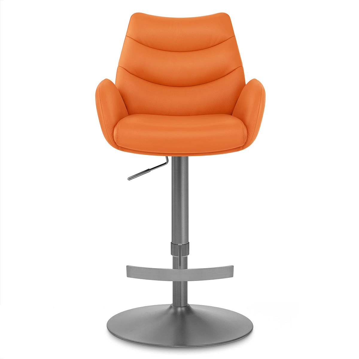 Seville Real Leather Graphite Stool Orange