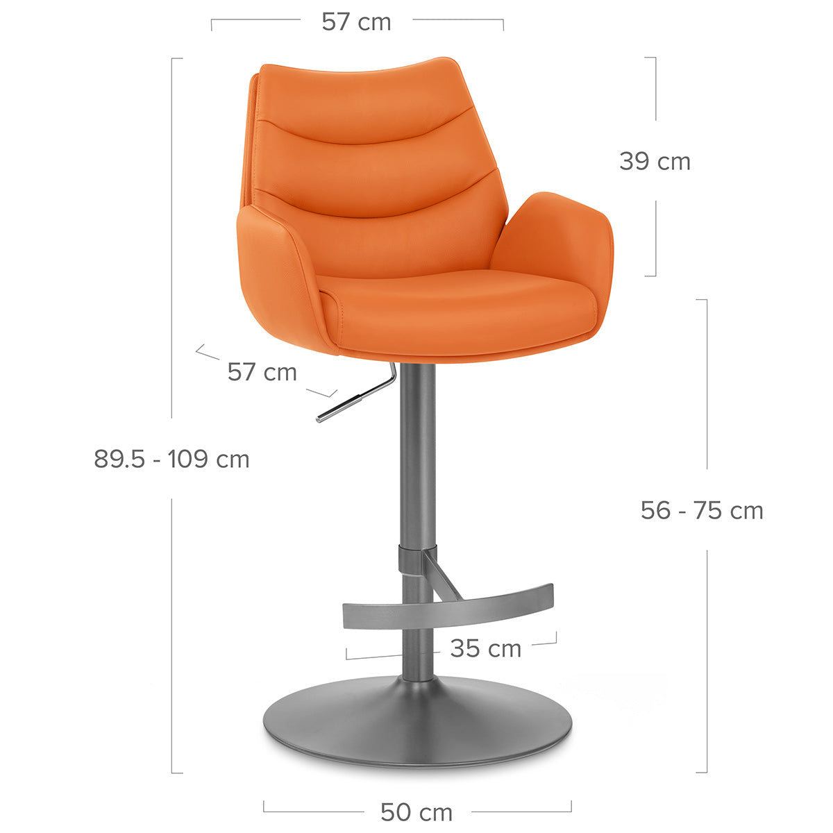 Seville Real Leather Graphite Stool Orange