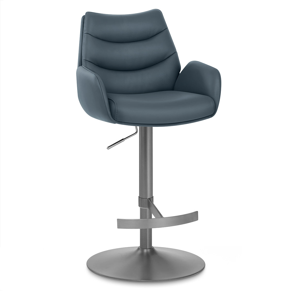 Seville Real Leather Graphite Stool Blue