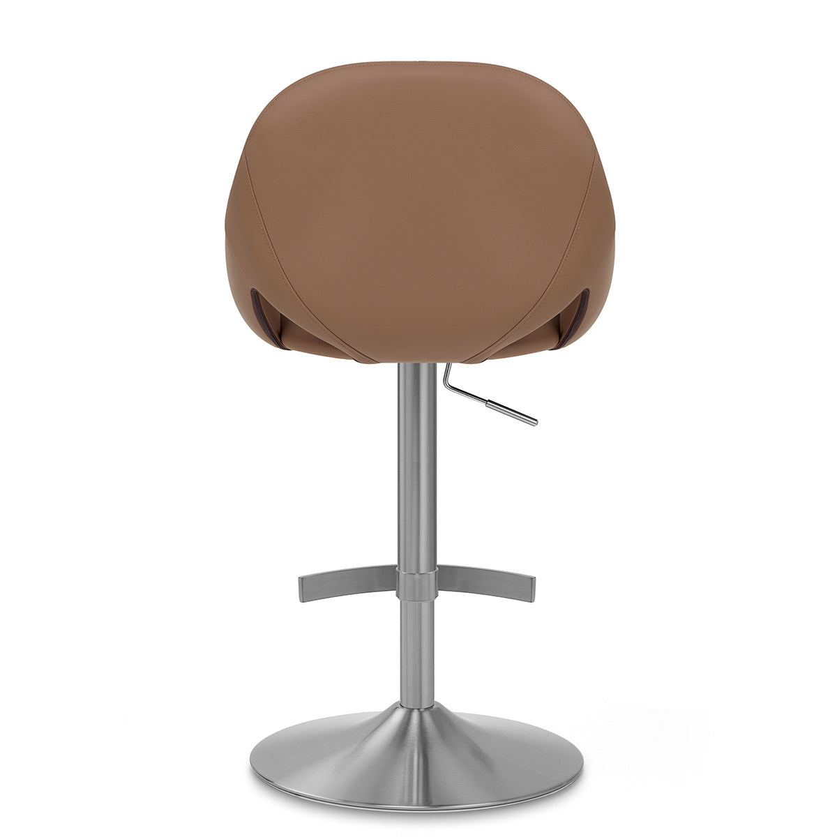 Rico Brushed Steel Stool Brown Eco Leather