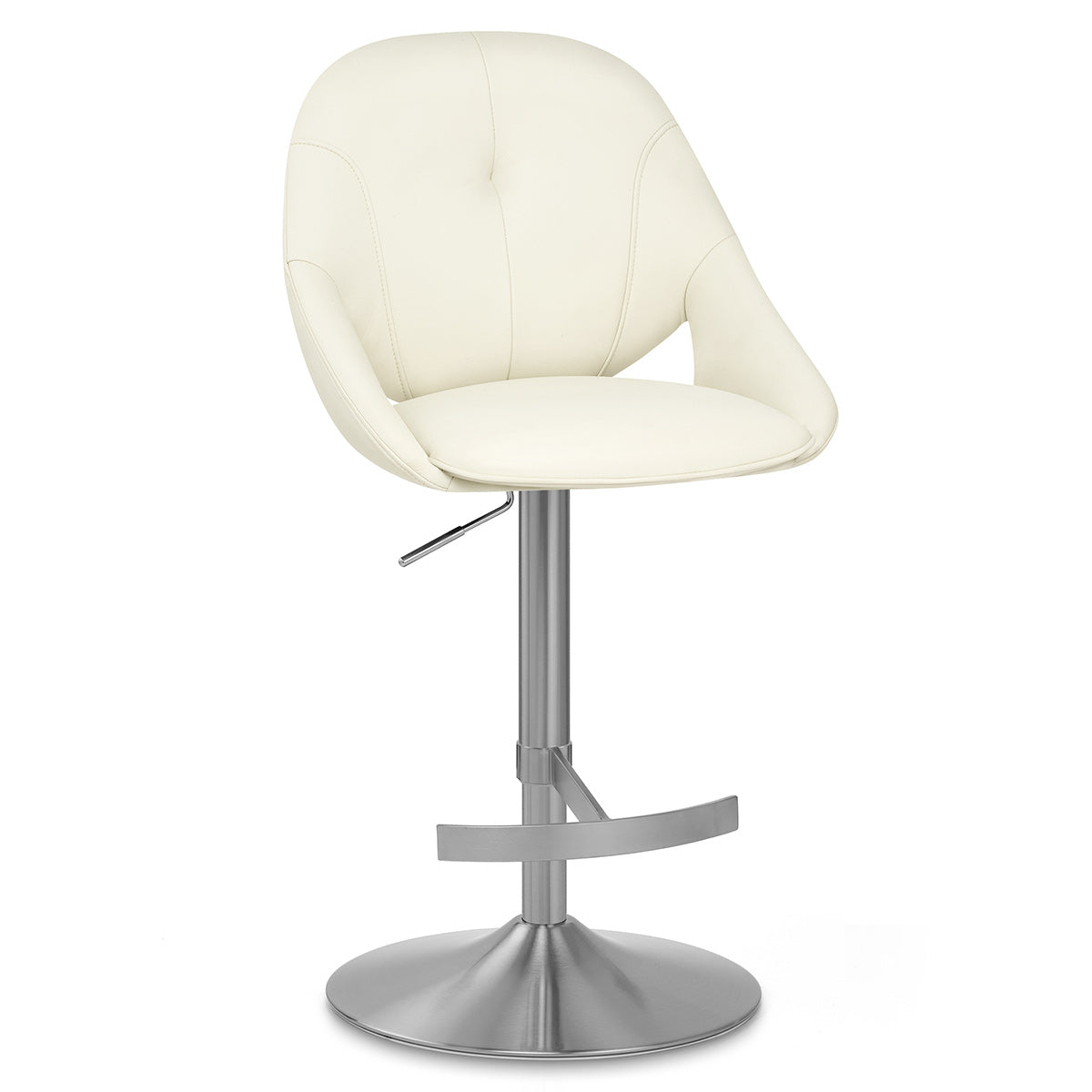 Rico Brushed Steel Stool Cream Eco Leather