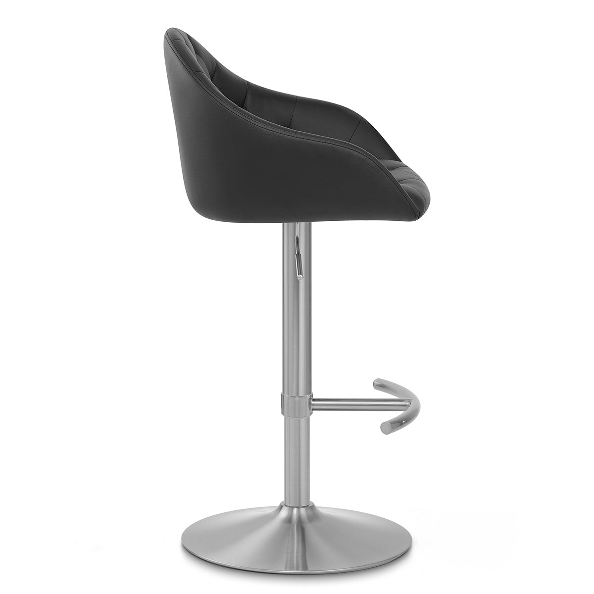 Perry Brushed Steel Stool Black