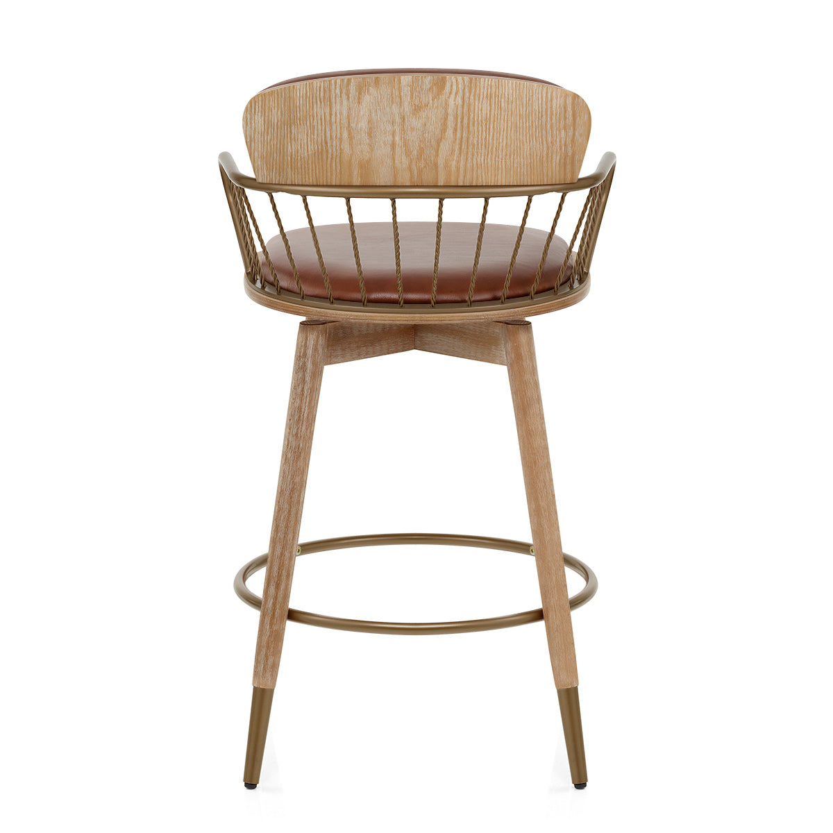 Opera Bar Stool Oak & Tan Real Leather