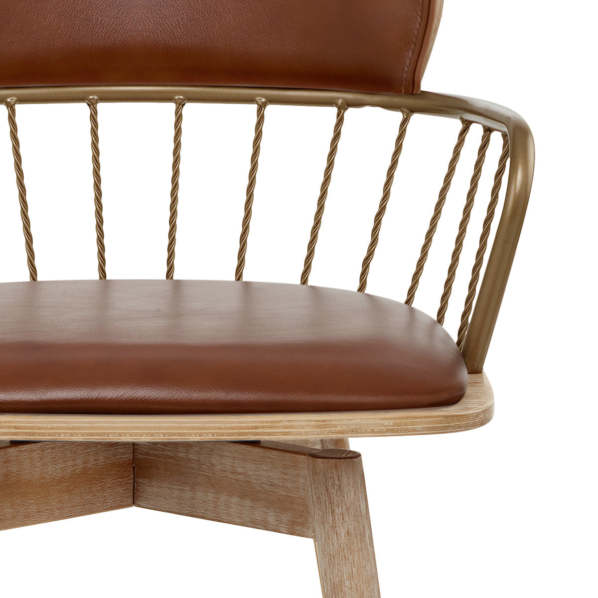 Opera Bar Stool Oak & Tan Real Leather