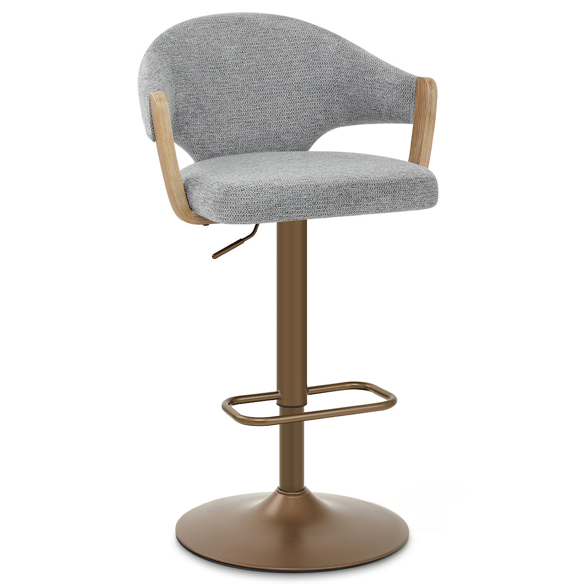 Arco Copper Bar Stool Grey Fabric