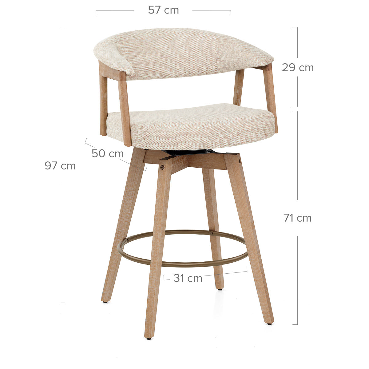 Falco Stool Oak & Beige Fabric