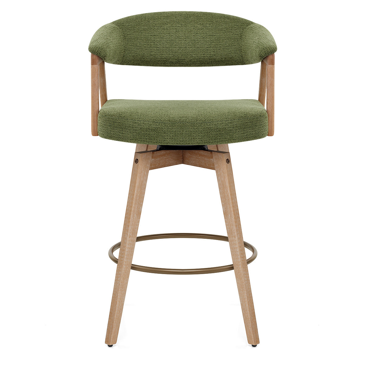 Falco Stool Oak & Green Fabric
