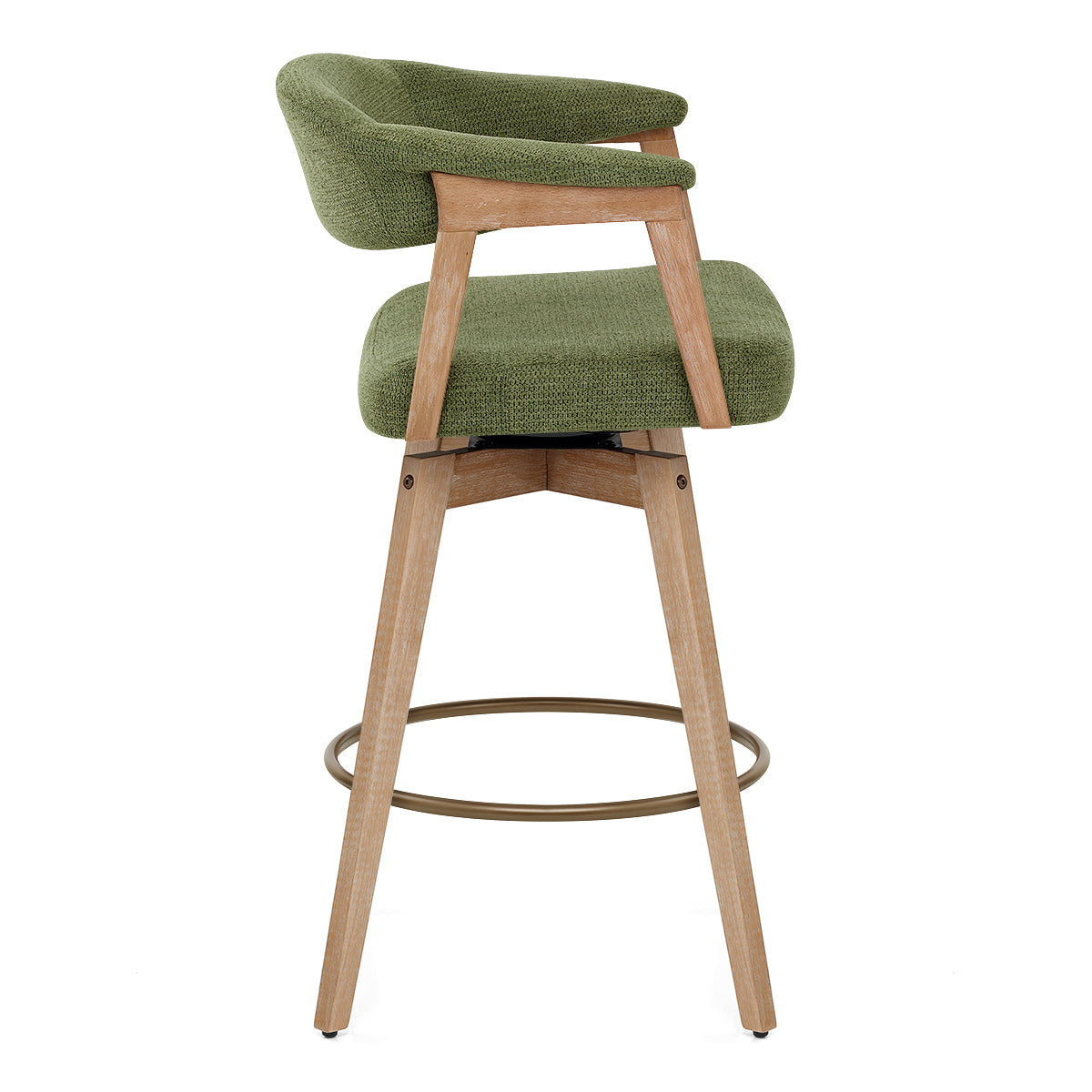 Falco Stool Oak & Green Fabric