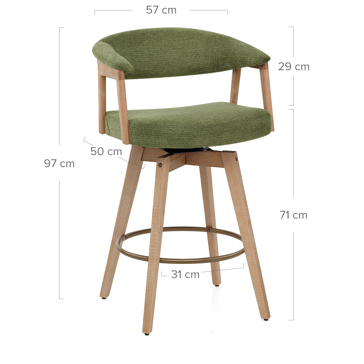 Falco Stool Oak & Green Fabric