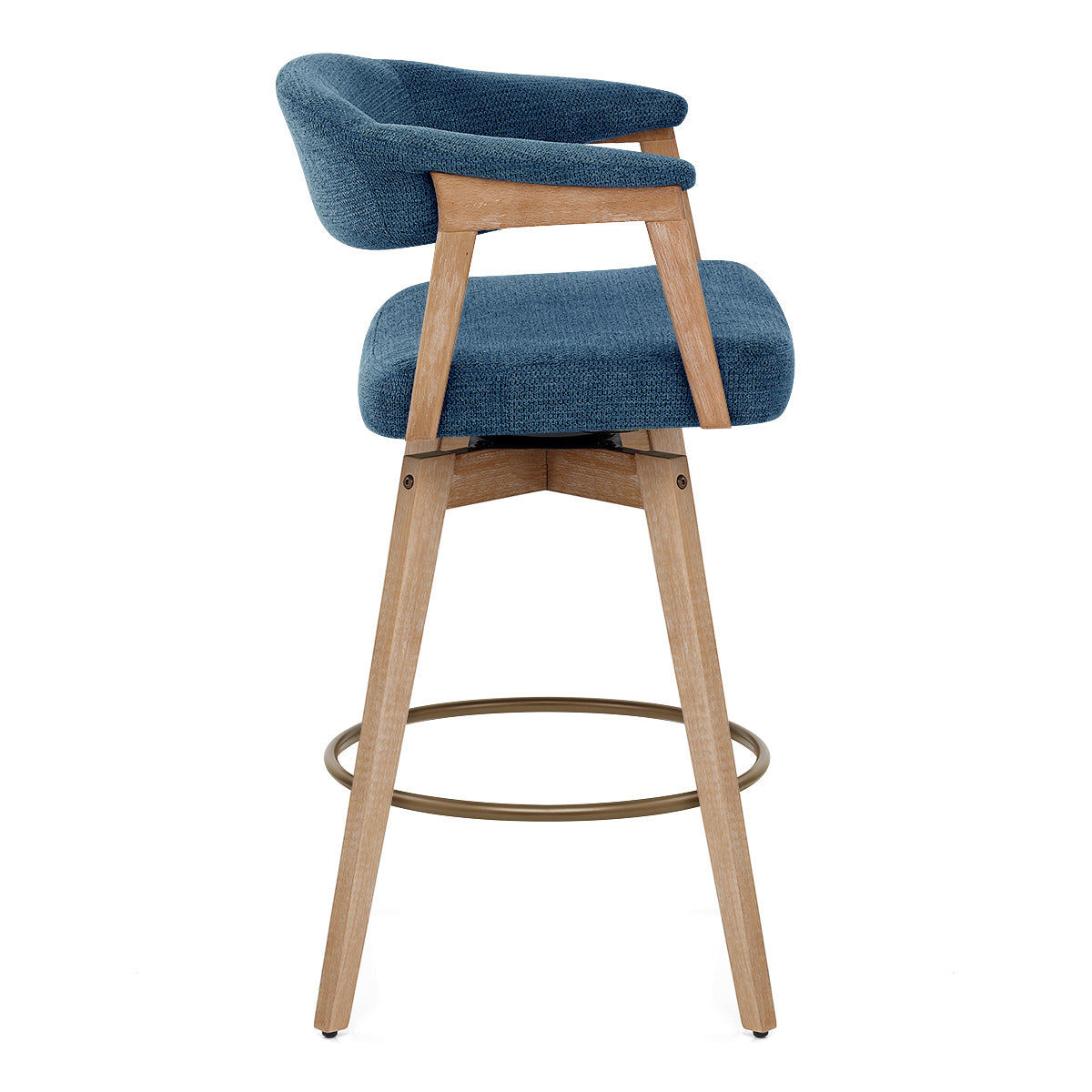 Falco Stool Oak & Blue Fabric