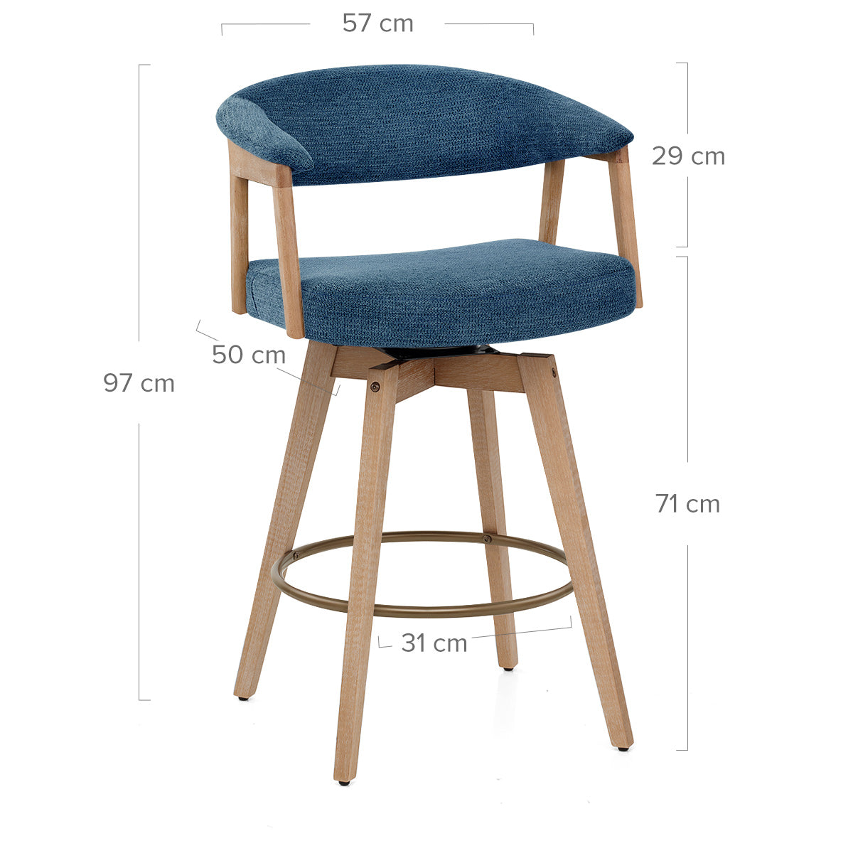 Falco Stool Oak & Blue Fabric