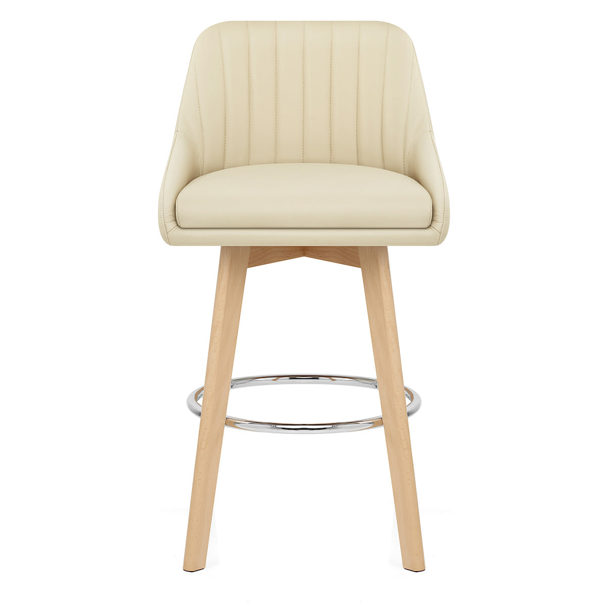 Hamilton Bar Stool Oak & Cream Real Leather