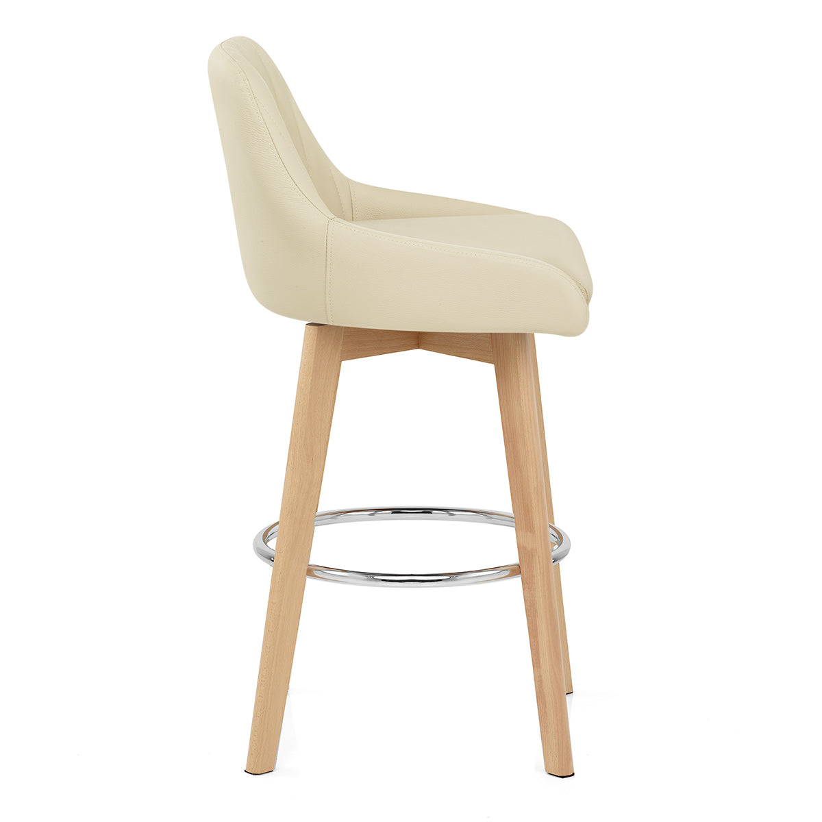 Hamilton Bar Stool Oak & Cream Real Leather