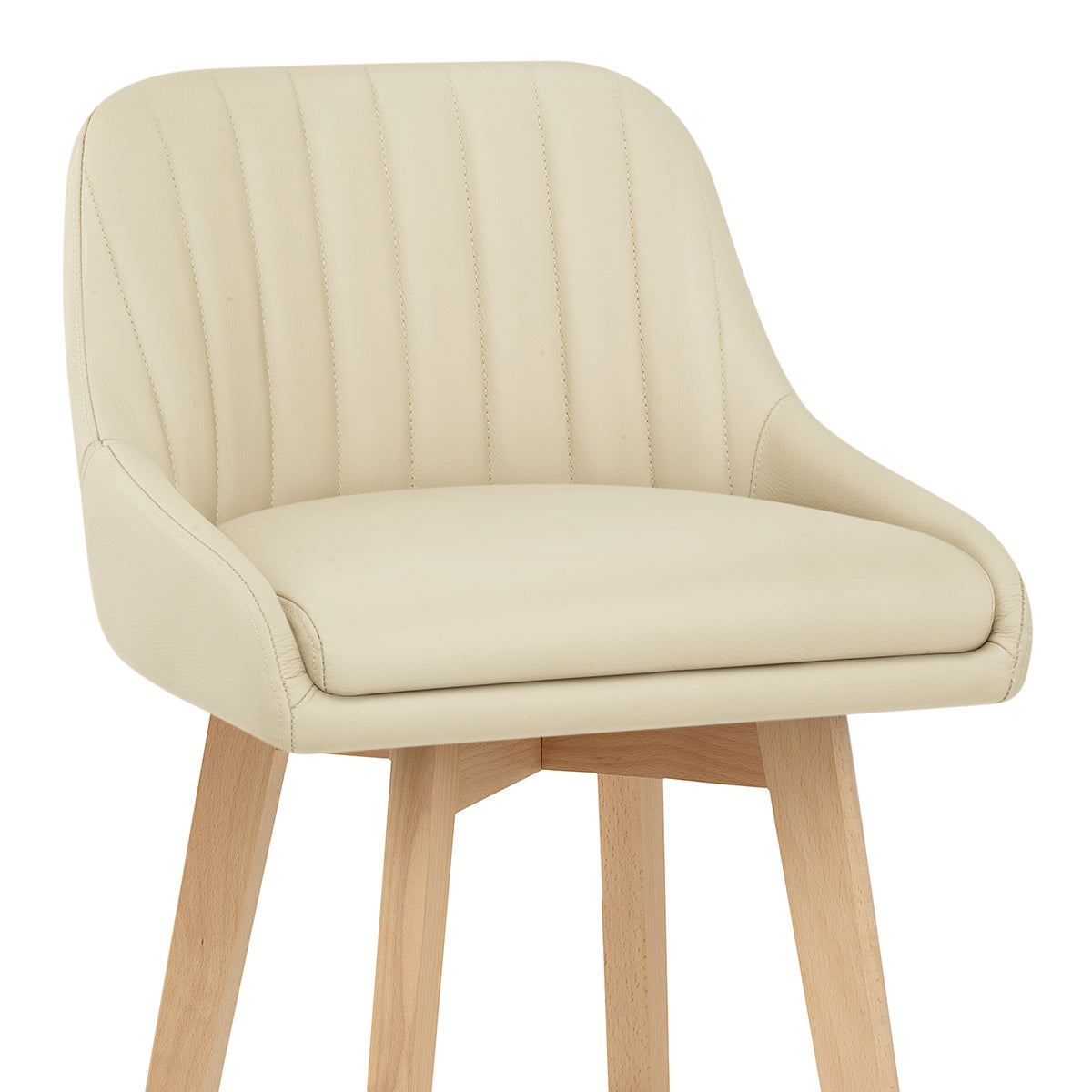 Hamilton Bar Stool Oak & Cream Real Leather