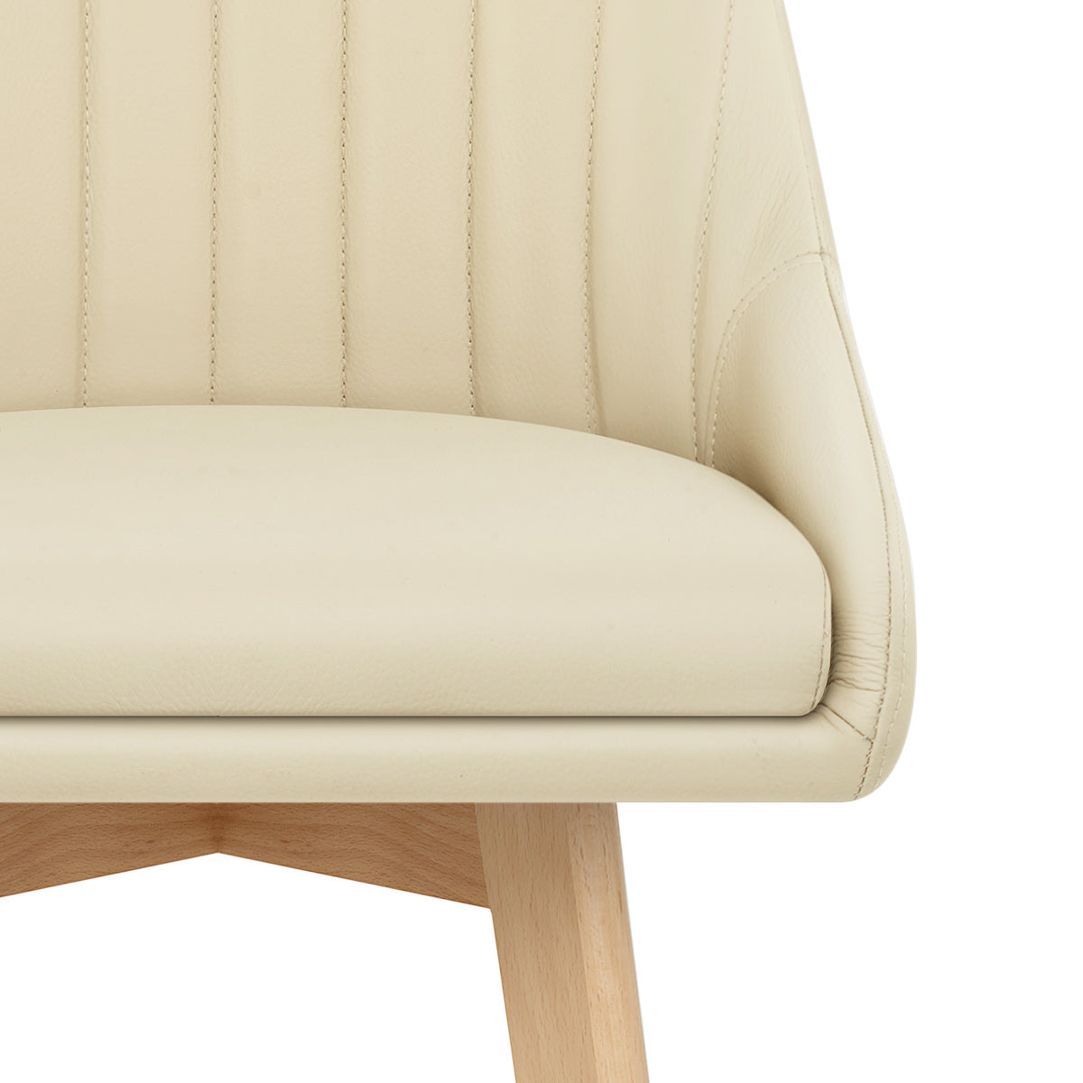 Hamilton Bar Stool Oak & Cream Real Leather